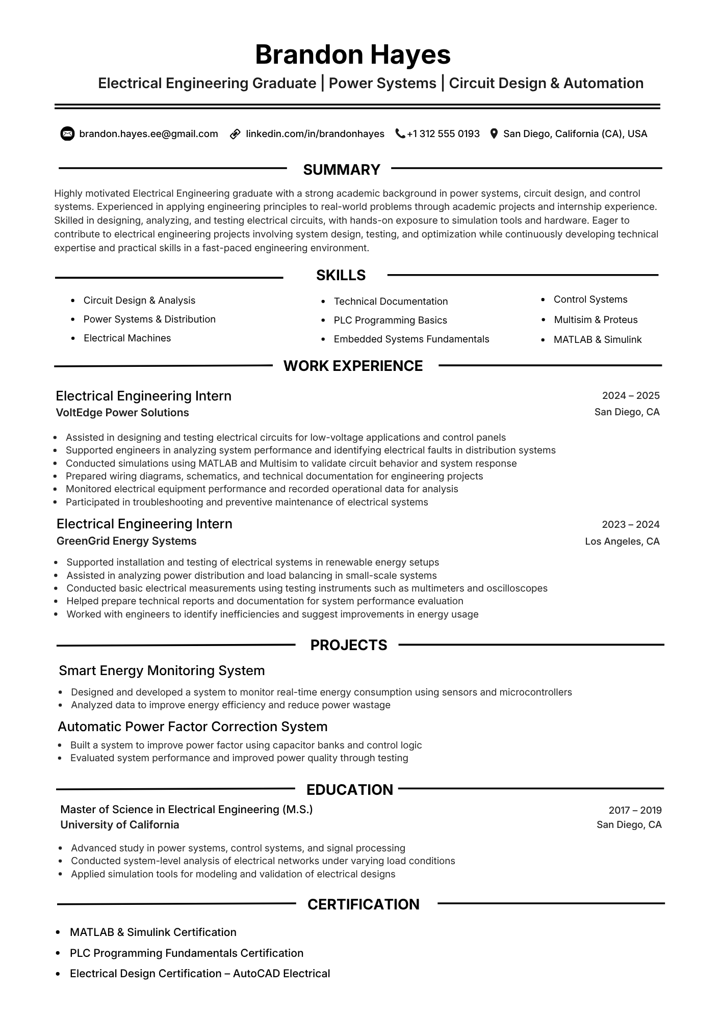 Monochrome fresher resume sample